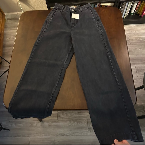 NWT Moia curved dyed denim black wide leg pant size S - Picture 13 of 16